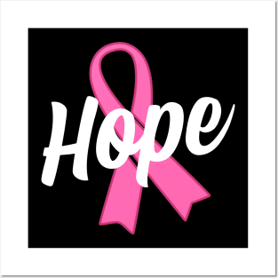 HOPE - Breast Cancer Awareness Pink Ribbon Posters and Art